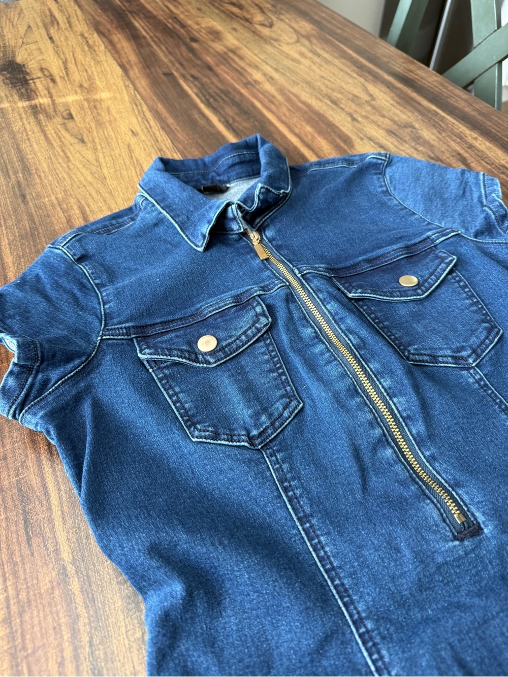 G by Guess Indigo Denim Zip-Front Shirt Dress - Picture 3 of 6